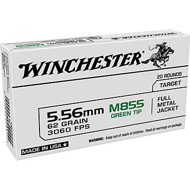 Winchester USA 5.56x45mm NATO 62-Grain Full Metal Jacket Steel Core Ammunition                                                  