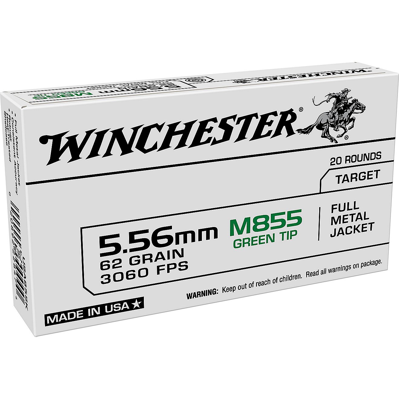 Winchester USA 5.56x45mm NATO 62-Grain Full Metal Jacket Lead Core Ammunition                                                    - view number 1
