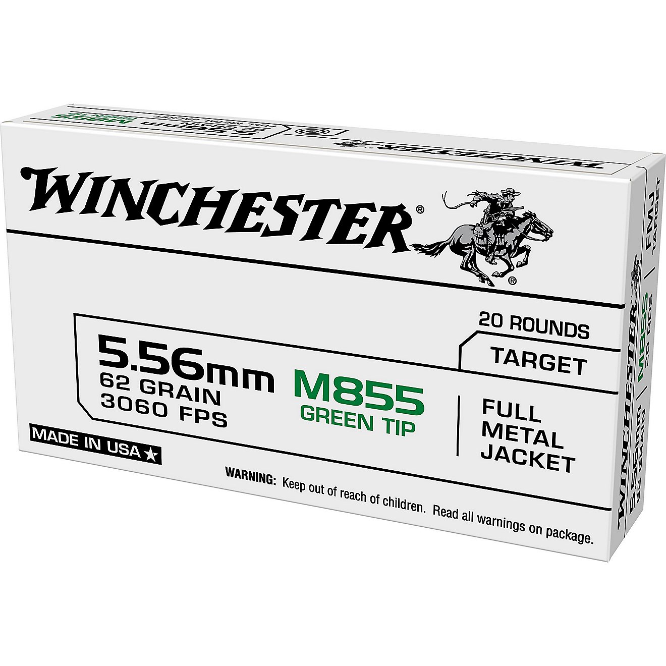 Winchester USA 5.56x45mm NATO 62-Grain Full Metal Jacket Lead Core Ammunition                                                    - view number 2