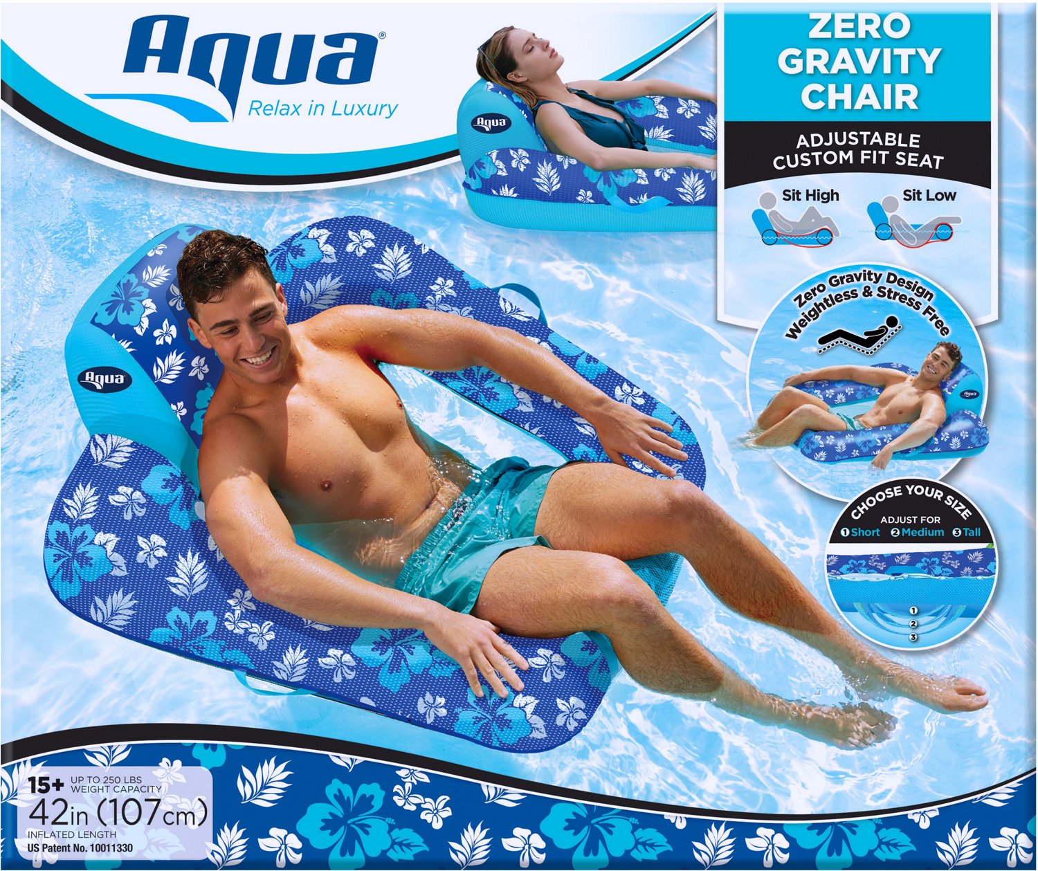 Aqua Leisure Zero Gravity Printed Pool Float Chair Academy