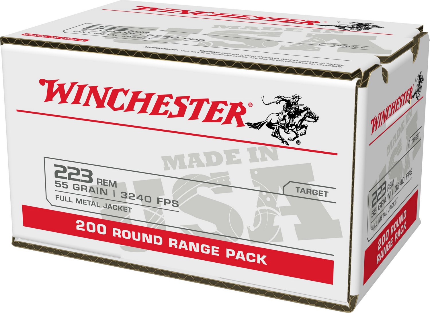 Winchester USA .223 Rem 55-Grain Full Metal Jacket Ammunition - 200 Rounds                                                       - view number 1 selected