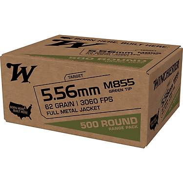 Winchester USA 5.56mm M855 Full Metal Jacket Steel Core Ammunition - 500 Rounds                                                 