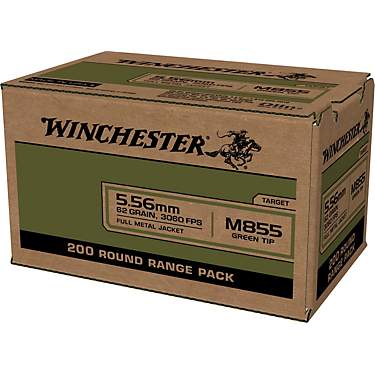 Winchester USA 5.56x45mm M855 Full Metal Jacket Lead Core Ammunition - 200 Rounds                                               