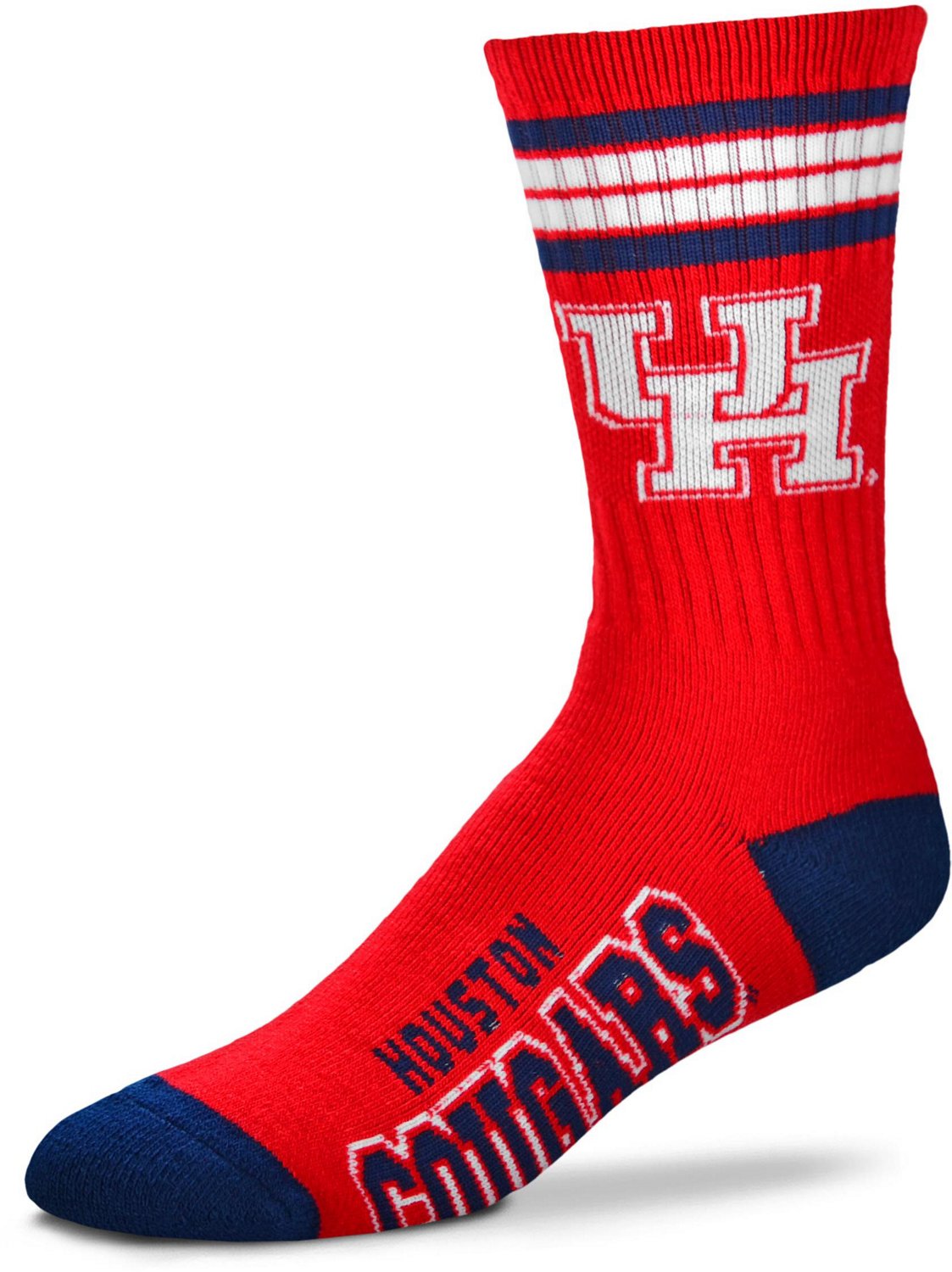 For Bare Feet University of Houston 4-Stripe Deuce Crew Socks
