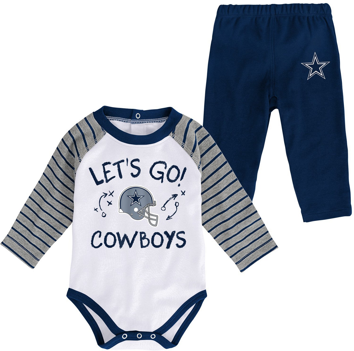 Lids Dallas Cowboys Dream Team Newborn & Infant Bodysuit, Pants Hat Set -  White/Navy