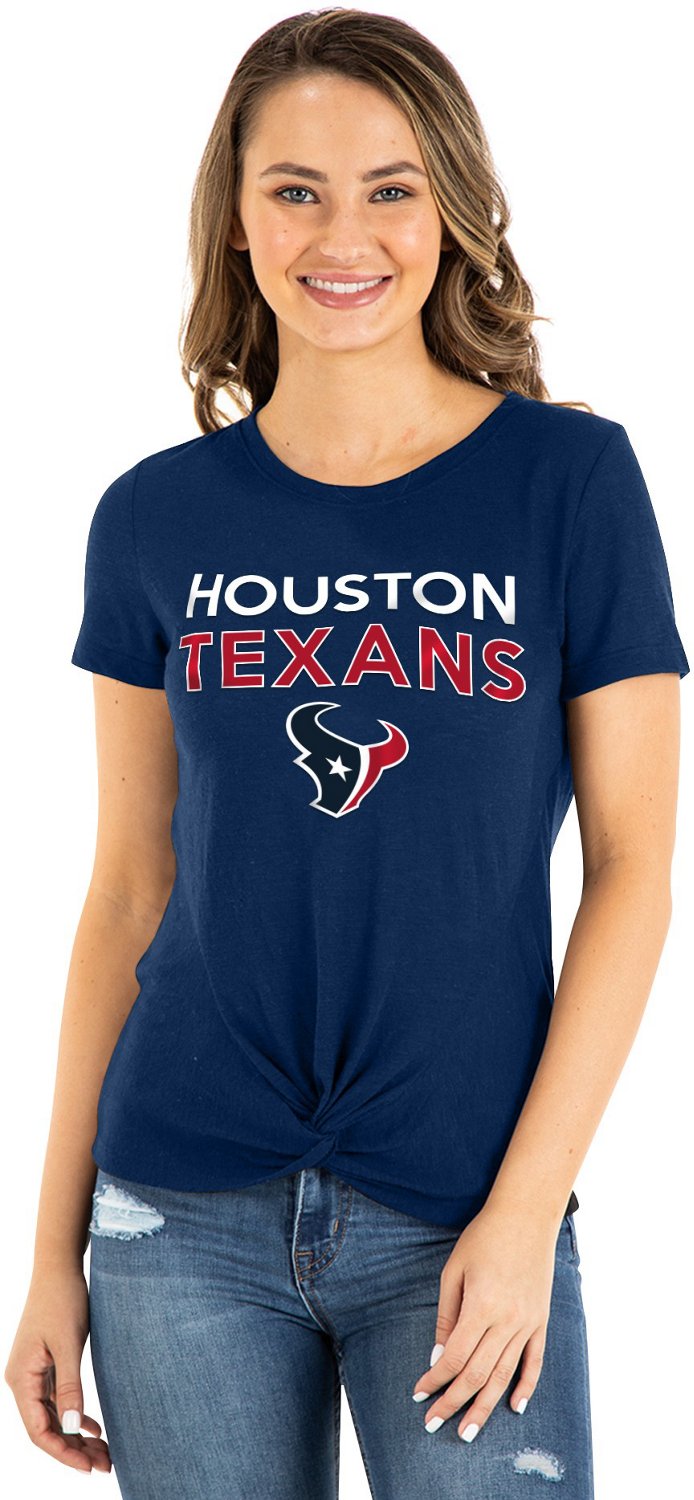 New Era Women's Houston Texans Front Knot Crew Short Sleeve T-shirt ...