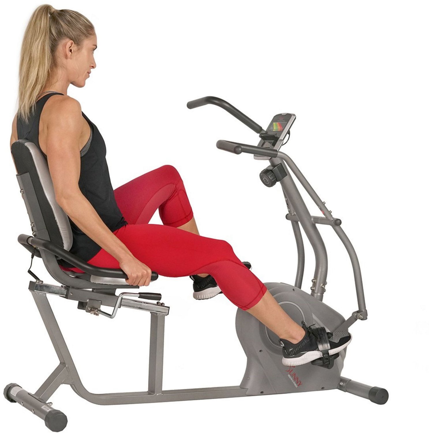 Sunny Health & Fitness Cross Trainer Magnetic Recumbent Bike & Arm Exercisers