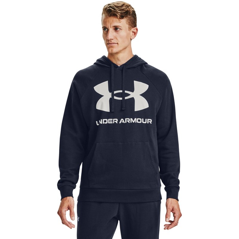 Under Armour Men's Rival Fleece Big Logo Hoodie Navy Blue, Large - Men's Athletic Fleece at Academy Sports product image