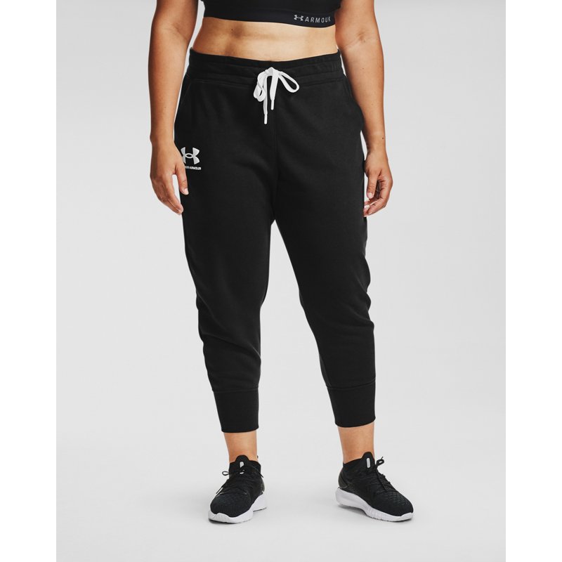 Under Armour Women's Rival Fleece Plus Size Jogger Pant Black, 1X - Women's Athletic Performance Bottoms at Academy Sports product image
