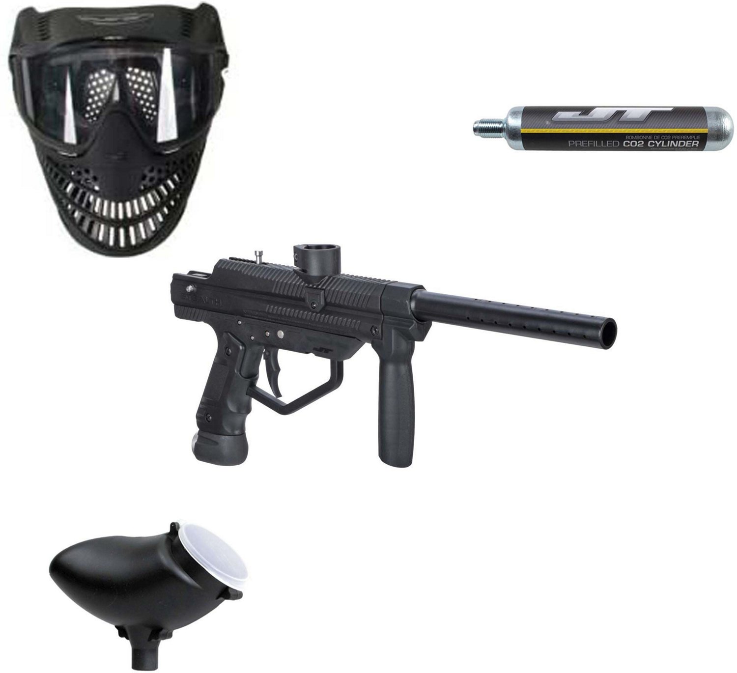 JT Stealth Ready to Play Paintball Marker Gun Kit includes Goggle, Hopper,  Squeegee, 90g CO2 and Adapter 