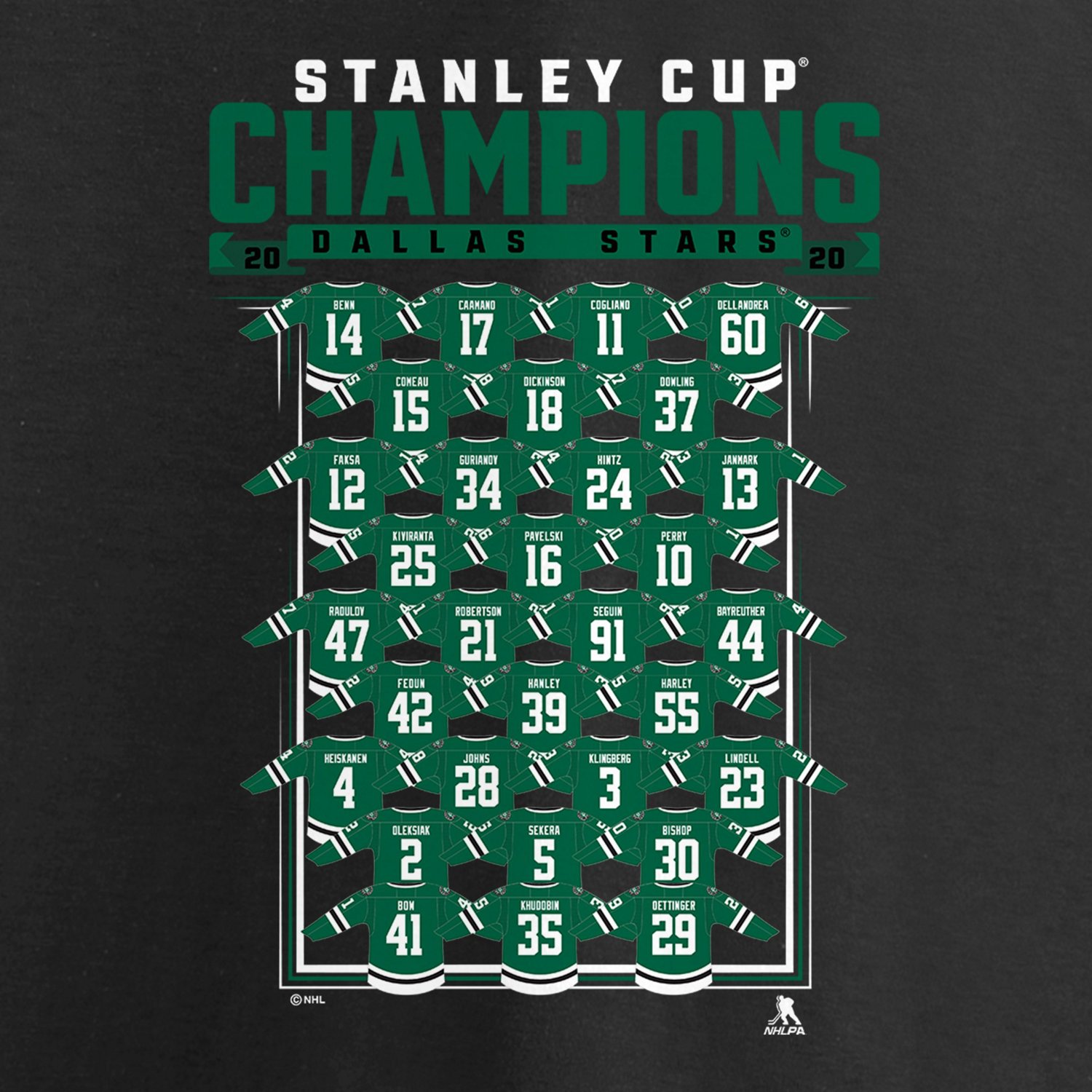 Fanatics Men's Dallas Stars Stanley Cup Champion Jersey Roster Short Sleeve T-shirt - view number 4