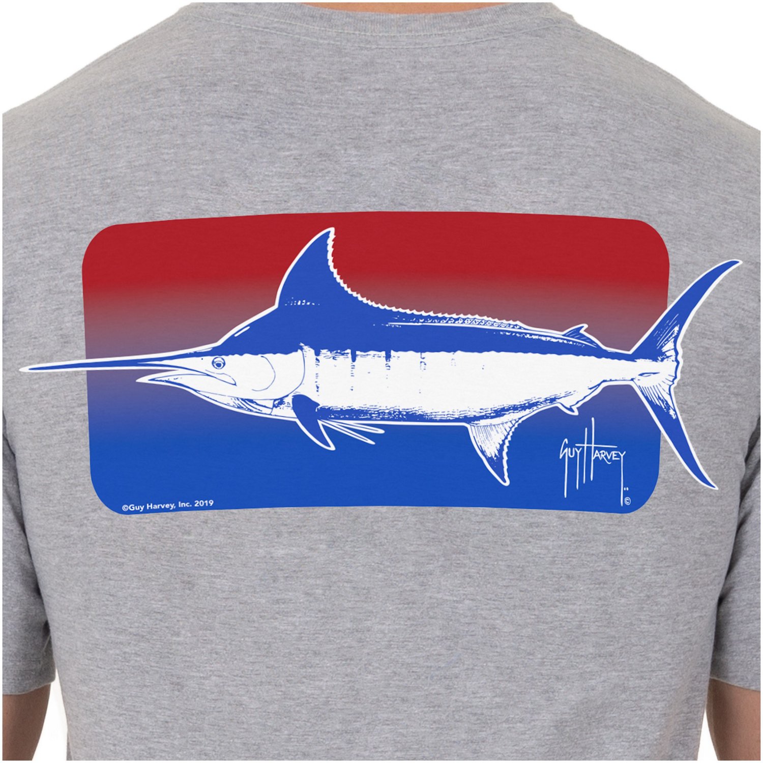 Guy Harvey Men's Red White & Blue Marlin Graphic Tshirt Academy