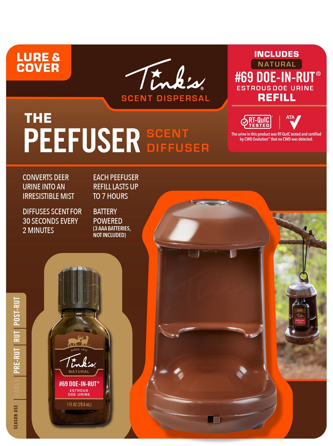 Tink's Peefuser Deer Scent Diffuser with Tink's 69 DoeinRut Natural
