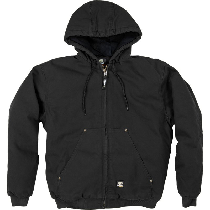Berne Men's Highland Washed Hooded Jacket Black, Small - Men's Work Jackets at Academy Sports product image
