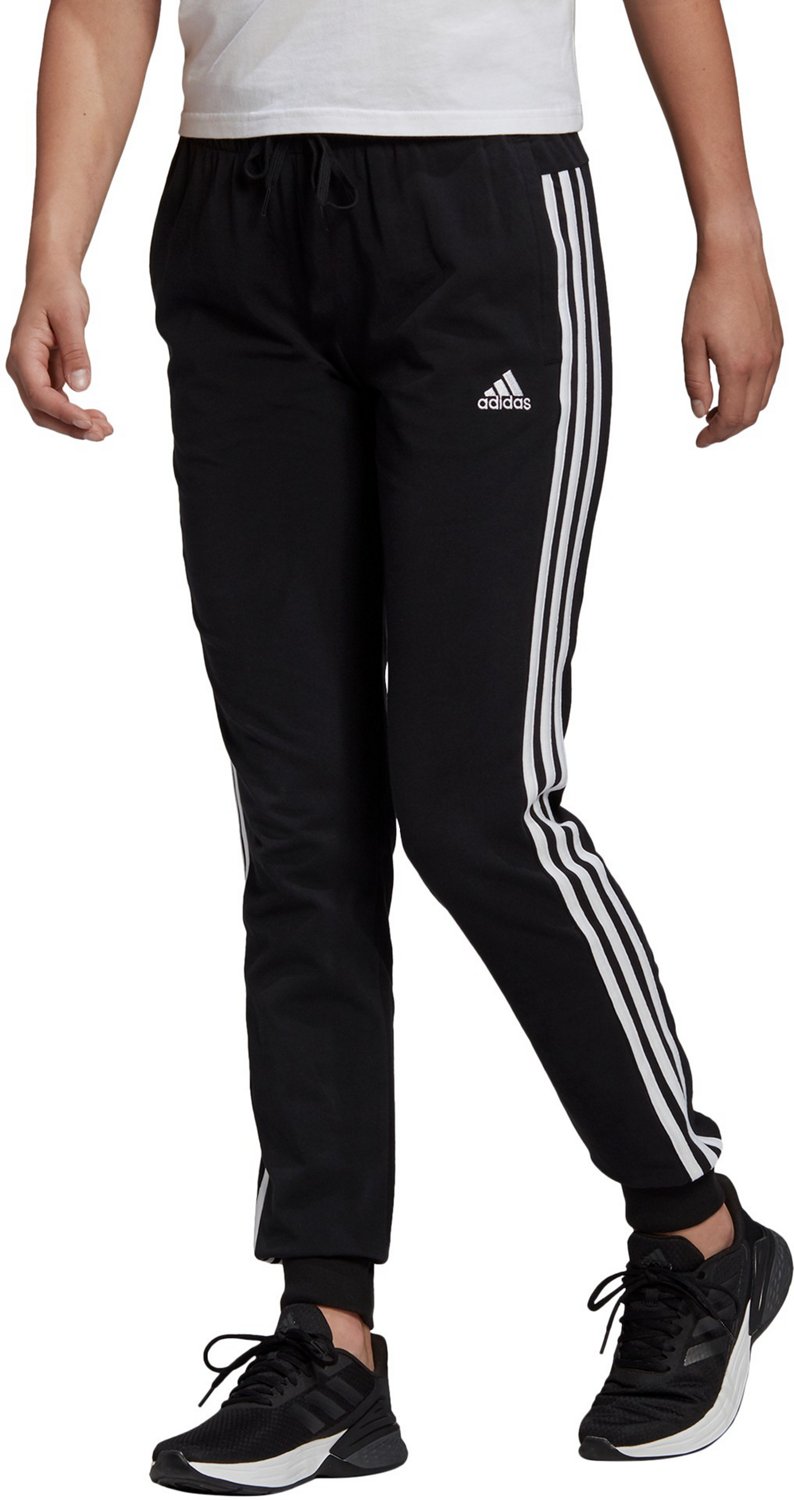 adidas Women's 3-Stripe Single Jersey Cuffed Jogger Pants