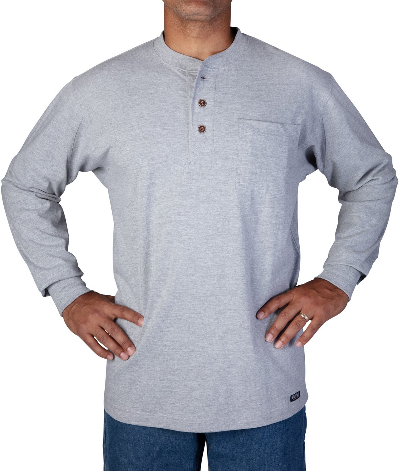 Smith's Workwear Men's Workwear Long Sleeve Henley Shirt Academy