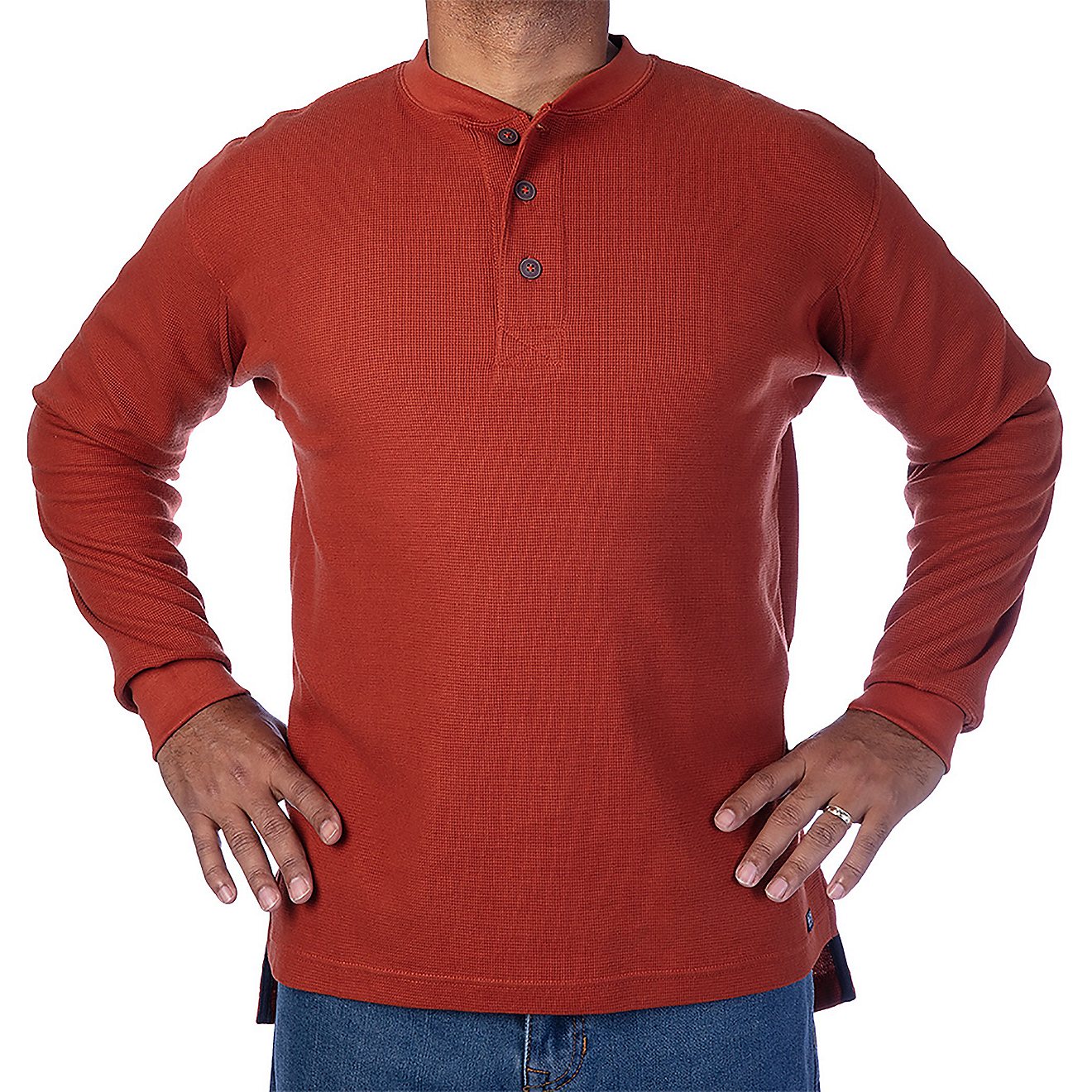 Smith's Workwear Men's Extended Tail Mini Thermal Knit Henley Pullover                                                           - view number 1