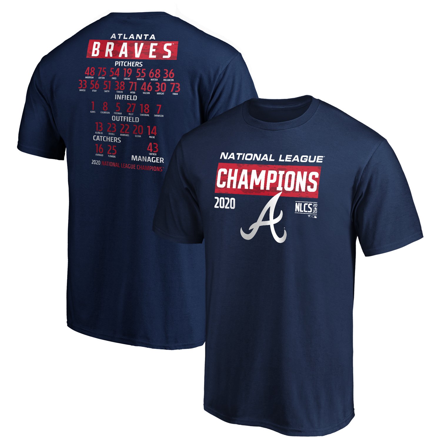 Atlanta Braves Men's 20202 NLCS Champs Bloop Single Roster T-shirt - view number 1