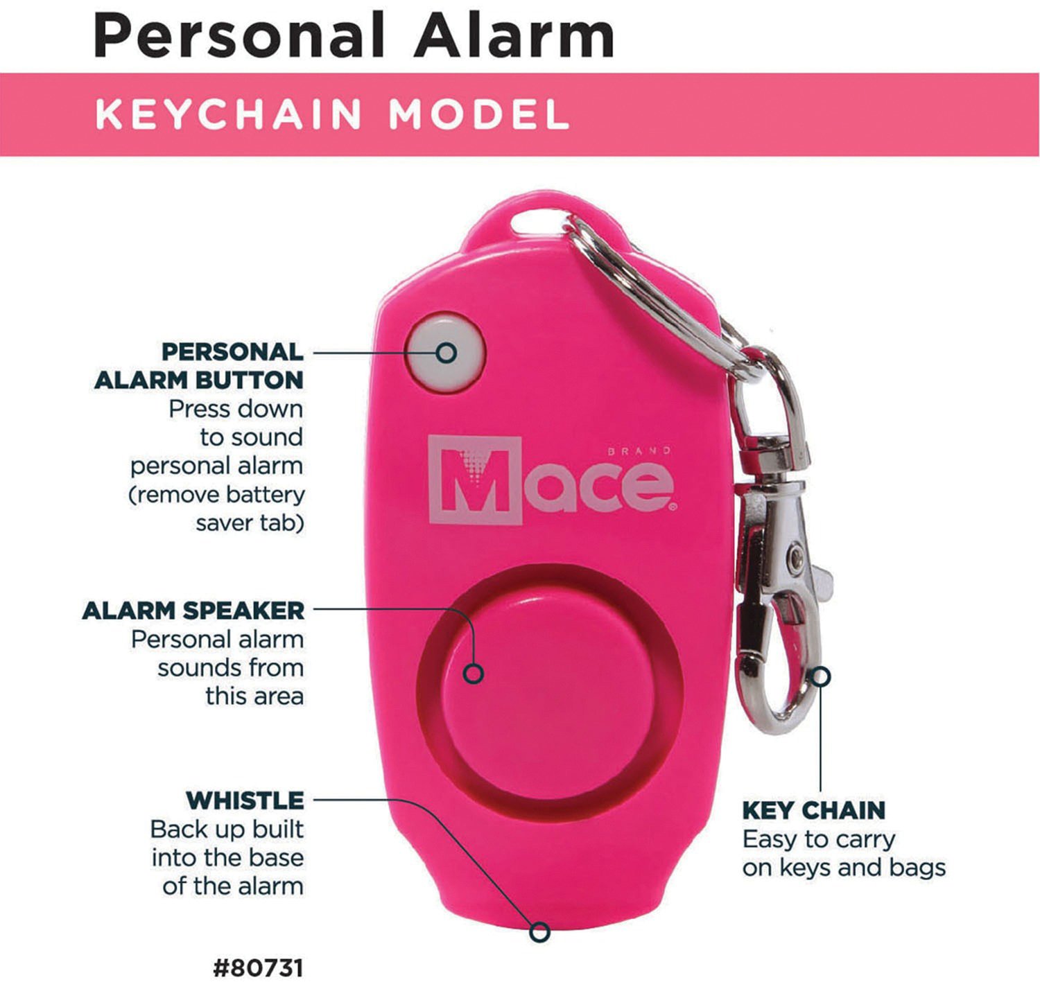 Mace 130 dB Personal Alarm Keychain with Whistle - view number 3