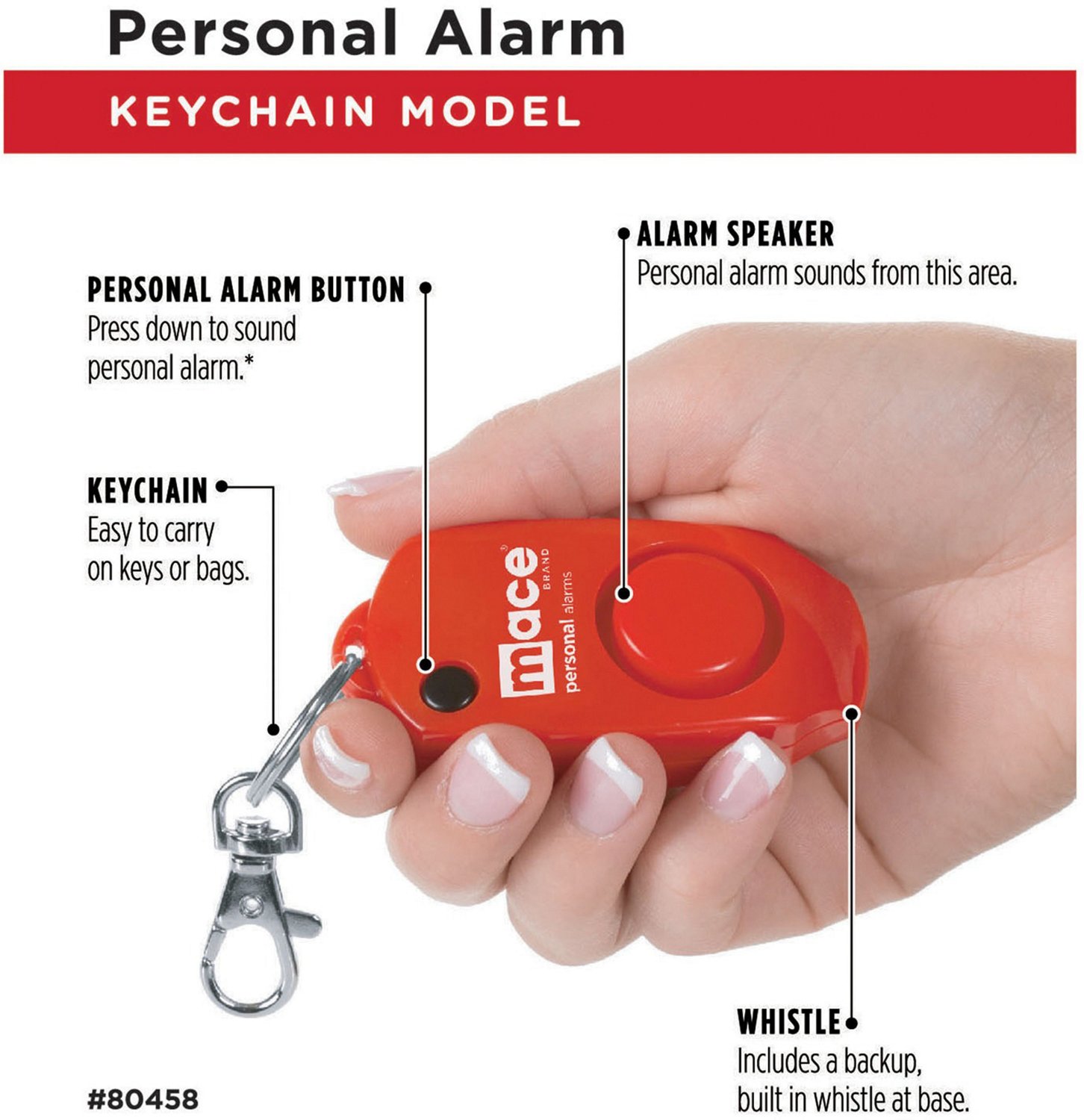 Mace 130 dB Personal Alarm Keychain with Whistle - view number 3
