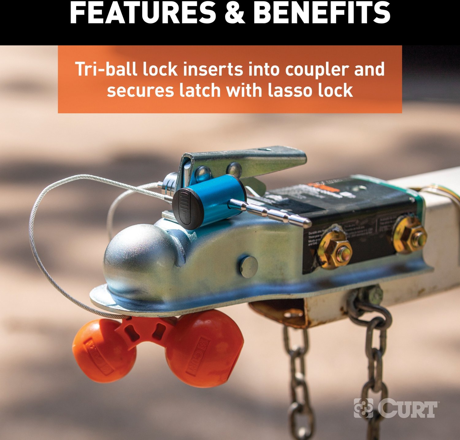 CURT Universal Tri-Ball Trailer Coupler Lock - view number 4