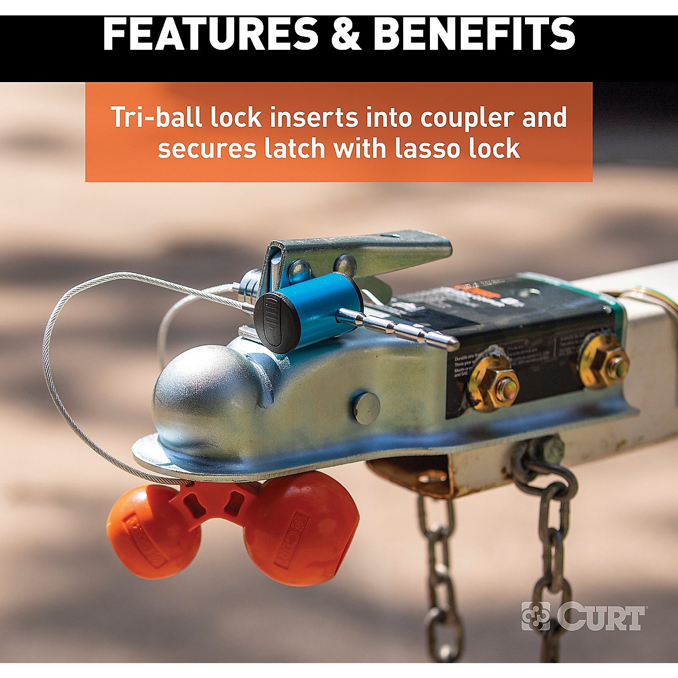 CURT Universal Tri-Ball Trailer Coupler Lock                                                                                     - view number 4