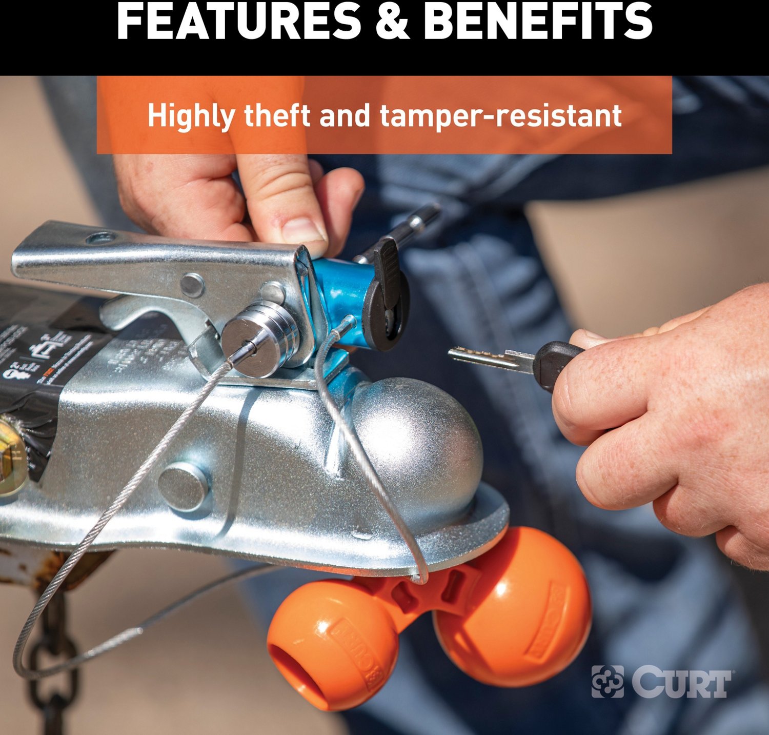 CURT Universal Tri-Ball Trailer Coupler Lock - view number 5