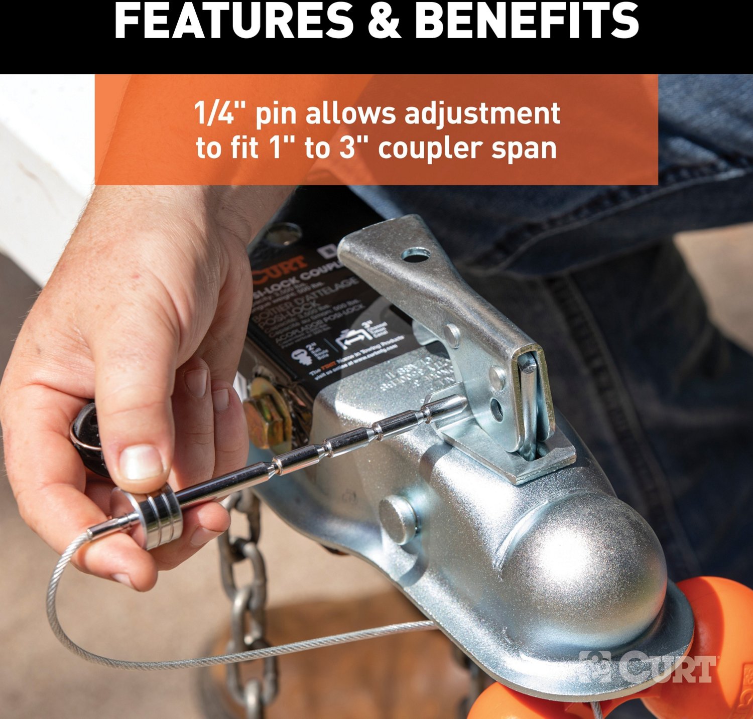 CURT Universal Tri-Ball Trailer Coupler Lock - view number 6