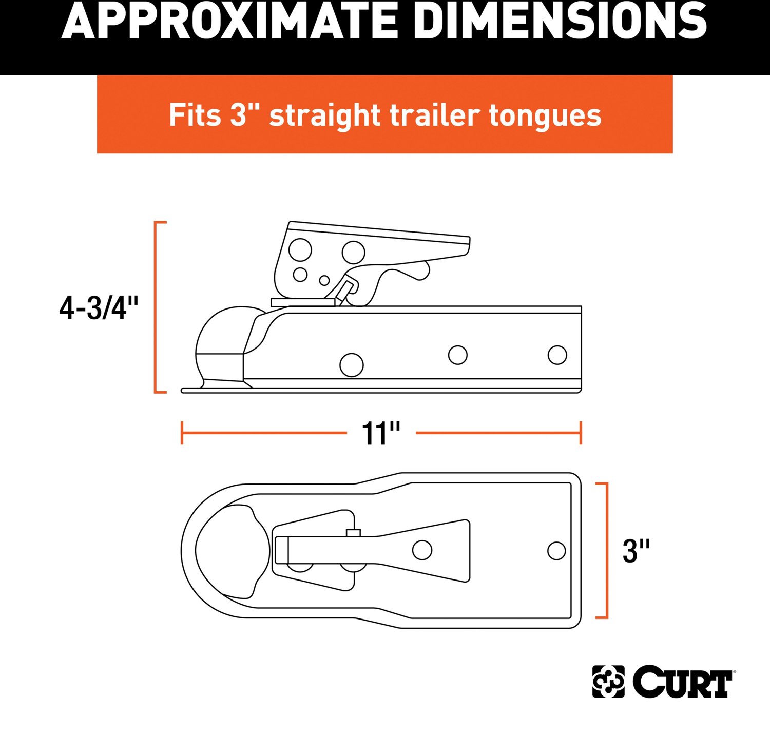 CURT 2 in Straight-Tongue Coupler with Posi-Lock                                                                                 - view number 2