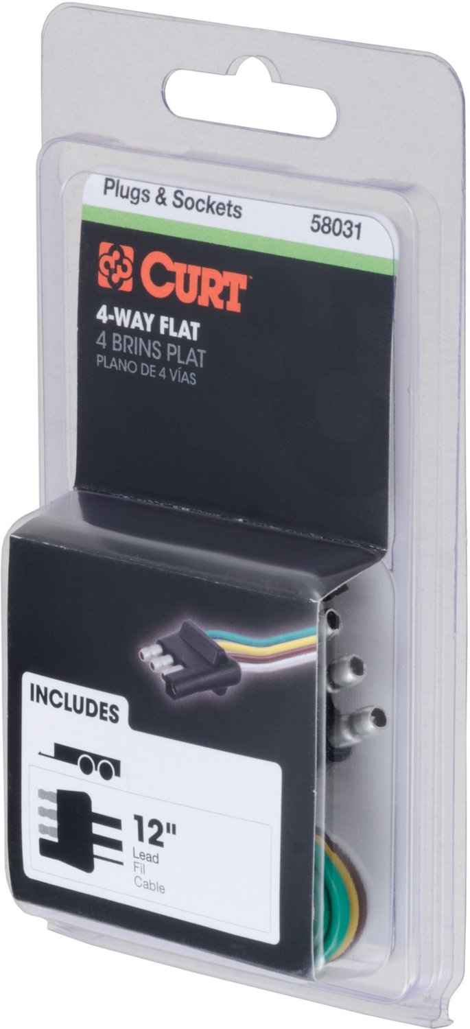 CURT 4-Way Flat Connector Plug and Socket with 12 in Wires                                                                       - view number 4