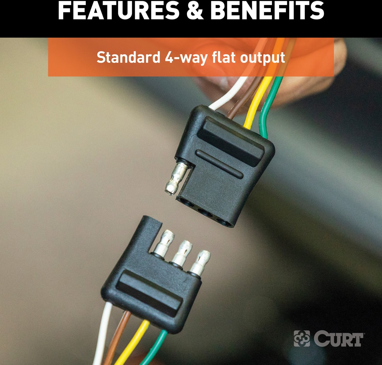 CURT 4-Way Flat Connector Plug and Socket with 12 in Wires - view number 5
