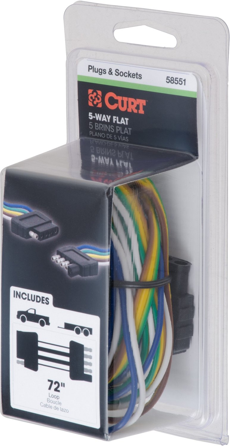 CURT 5-Way Flat Connector Plug and Socket with 72 in Wires - view number 4