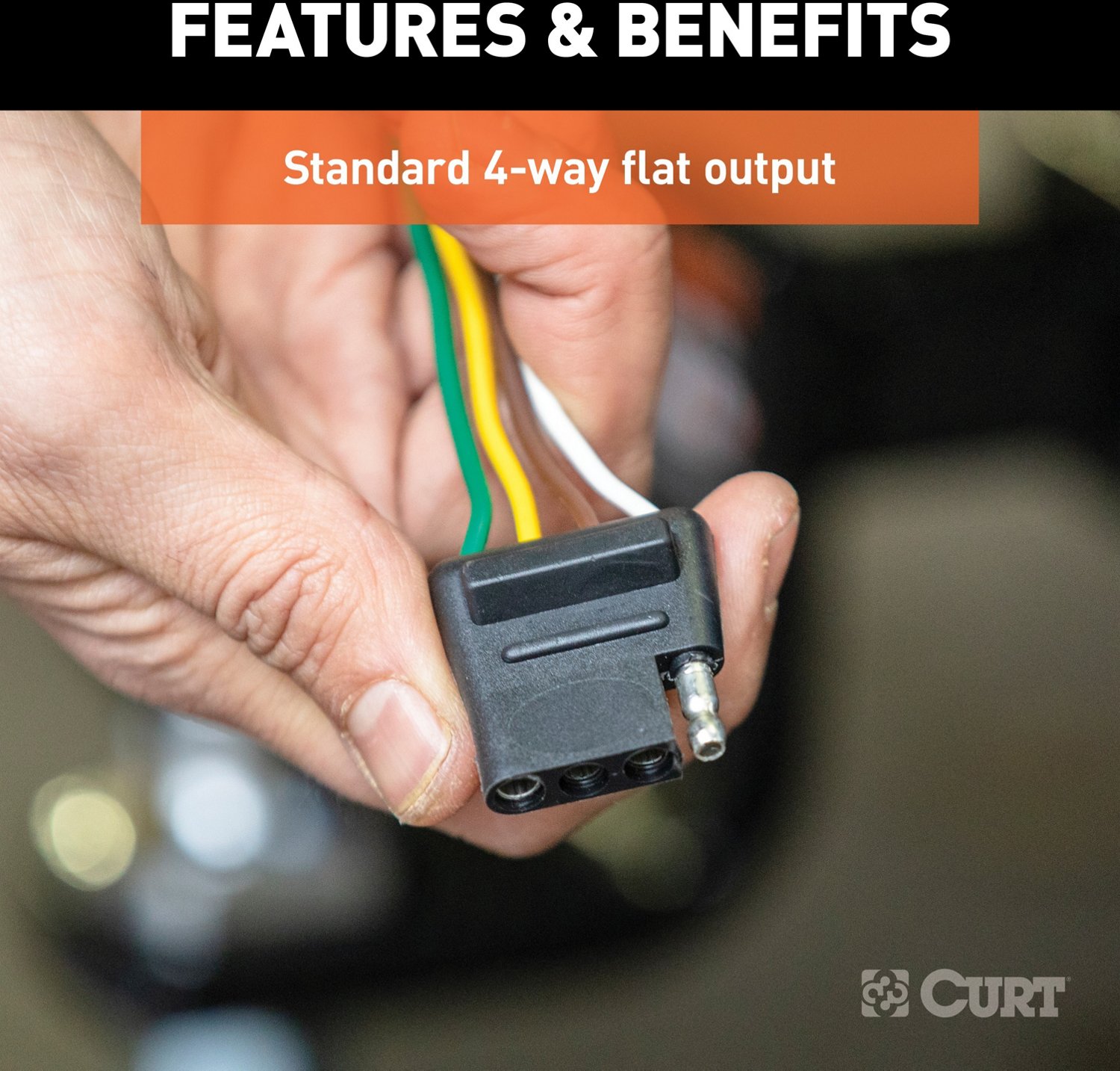 CURT 4-Way Flat Connector Socket with 60 in Wires                                                                                - view number 6