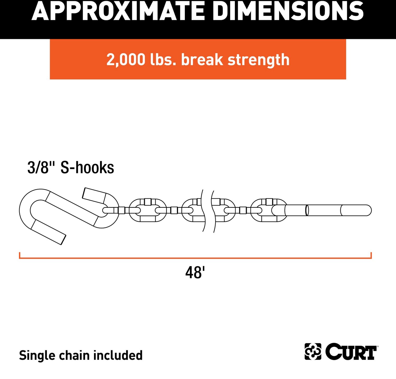 CURT 48 in Safety Chain with 2 S-Hooks - view number 3