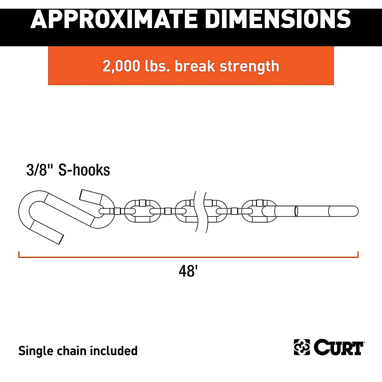 CURT 48 in Safety Chain with 2 S-Hooks                                                                                           - view number 3