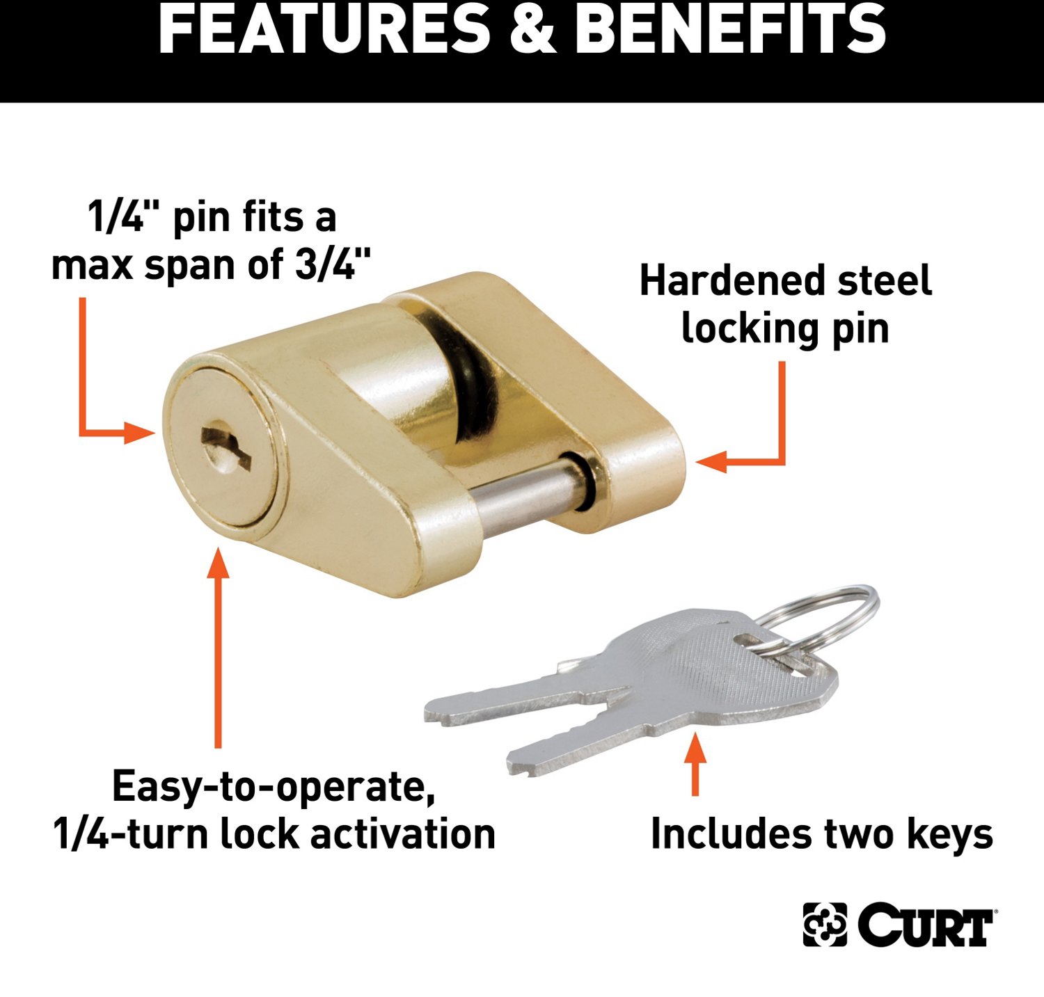 CURT Brass Coupler Lock - view number 3