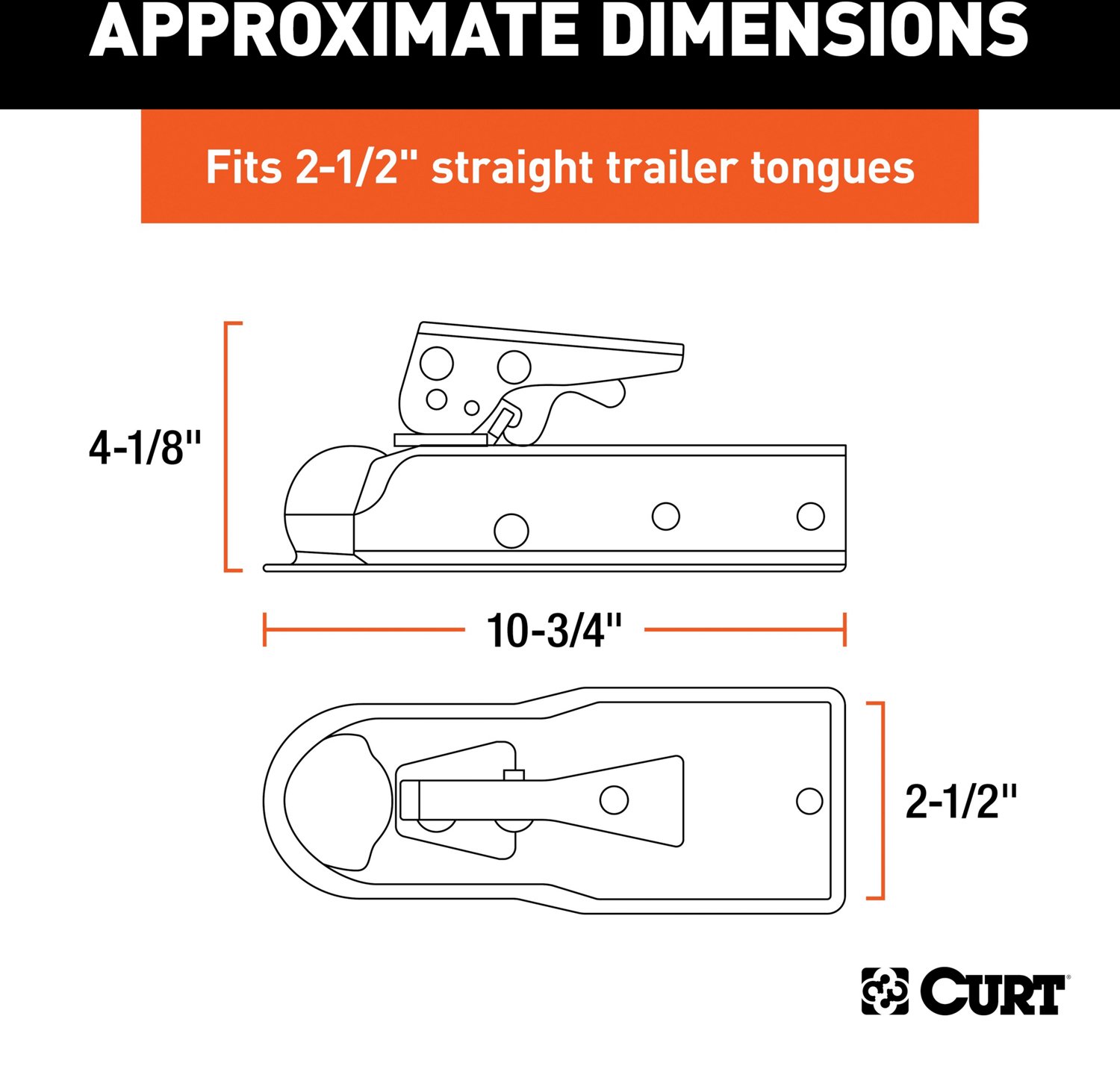 CURT 2 in Straight-Tongue Coupler with Posi-Lock - view number 2