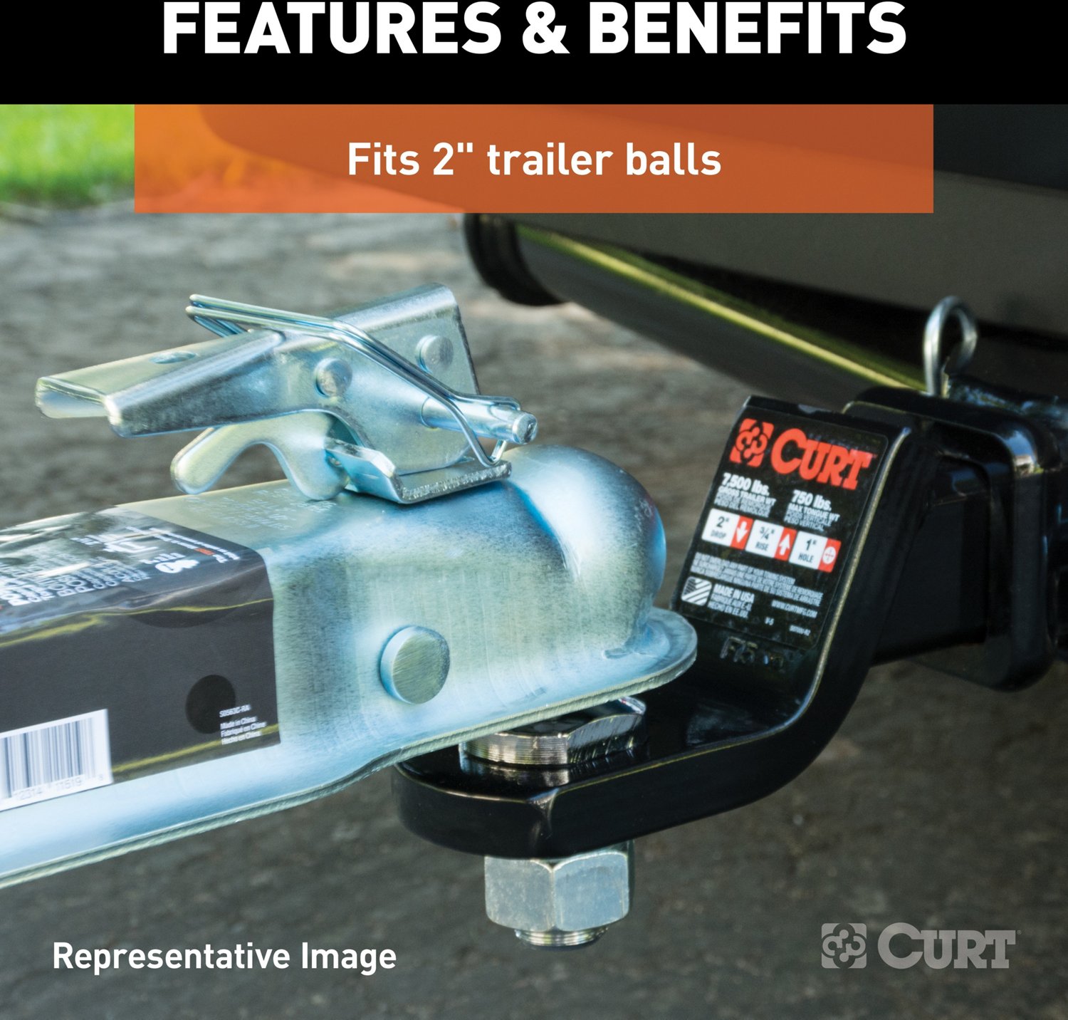 CURT 2 in Straight-Tongue Coupler with Posi-Lock - view number 4