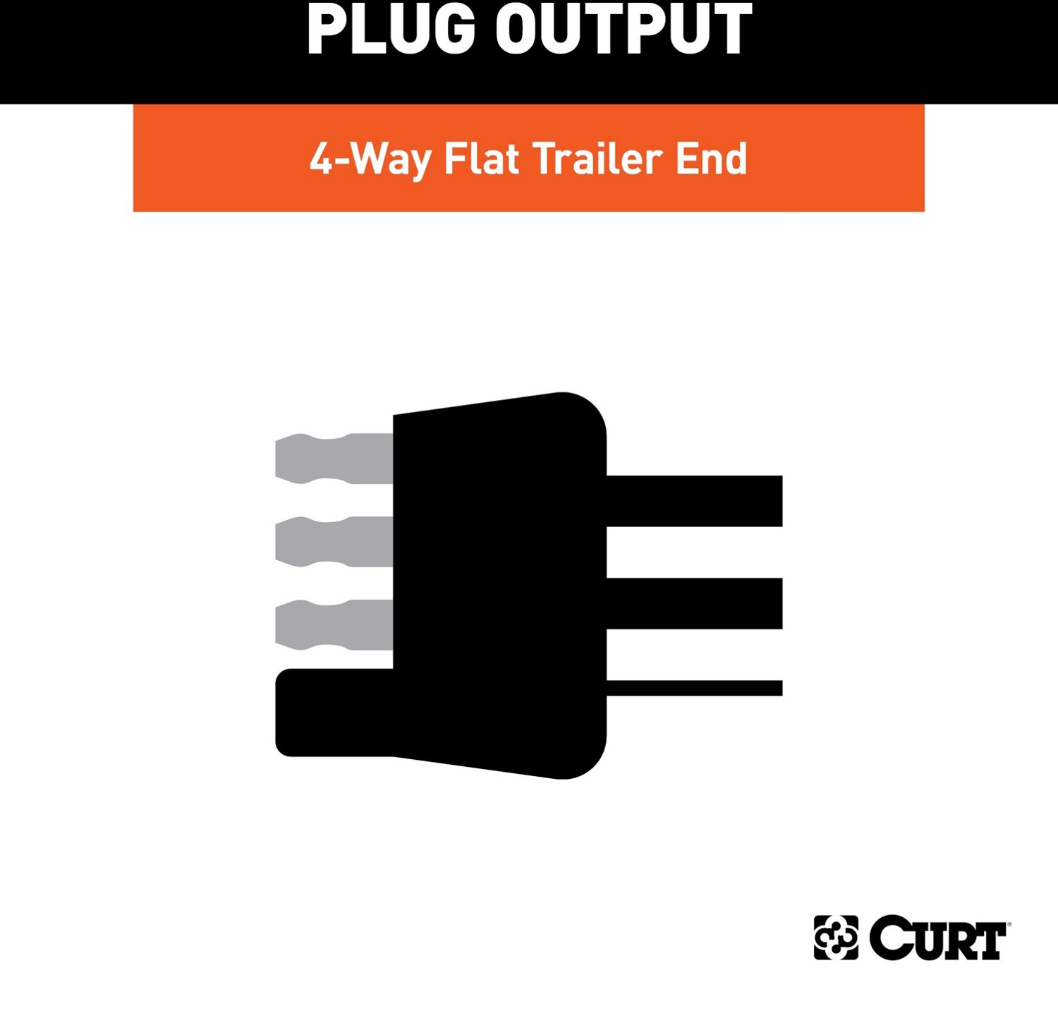 CURT 4-Way Flat Connector Plug and Socket with 12 in Wires                                                                       - view number 3