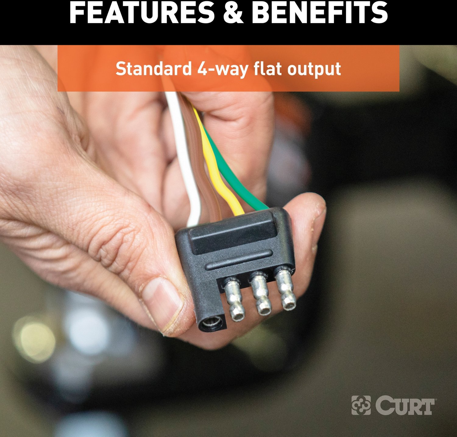 CURT 4-Way Flat Connector Plug and Socket with 12 in Wires                                                                       - view number 6