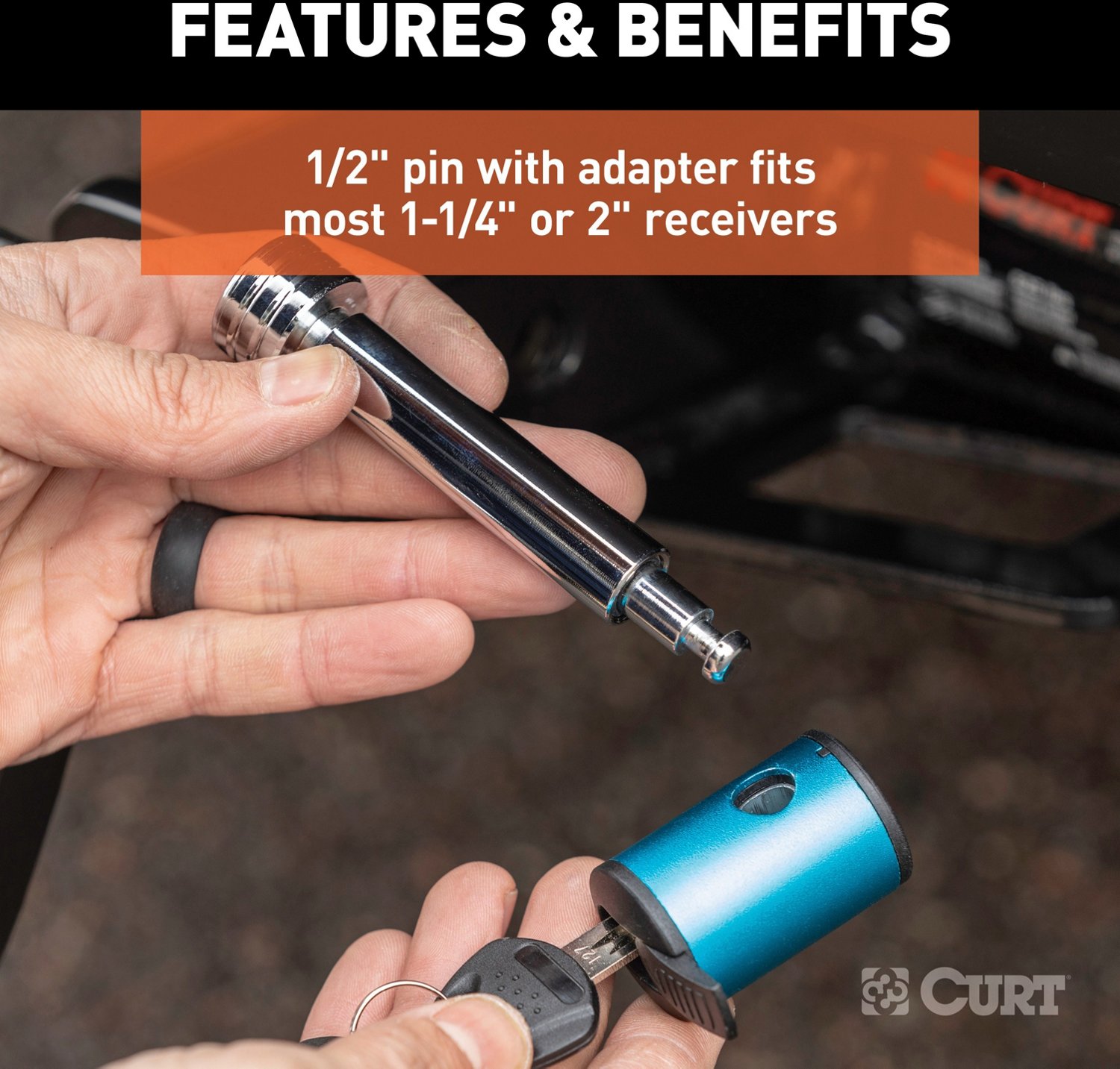 CURT .5 in Hitch Lock with .625 in Adapter - view number 5