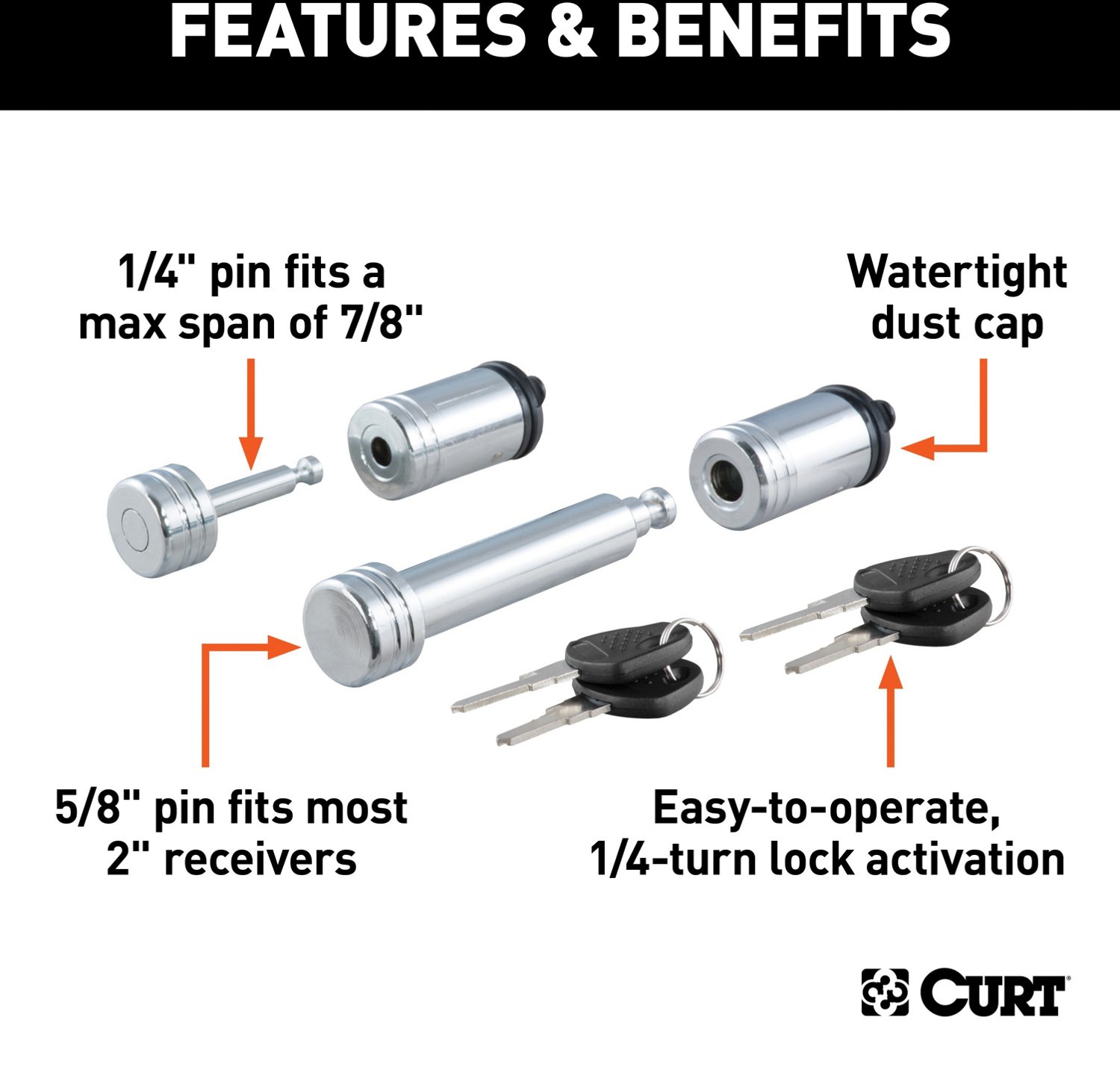 CURT .625 in Hitch and .875 in Coupler Lock Set                                                                                  - view number 3