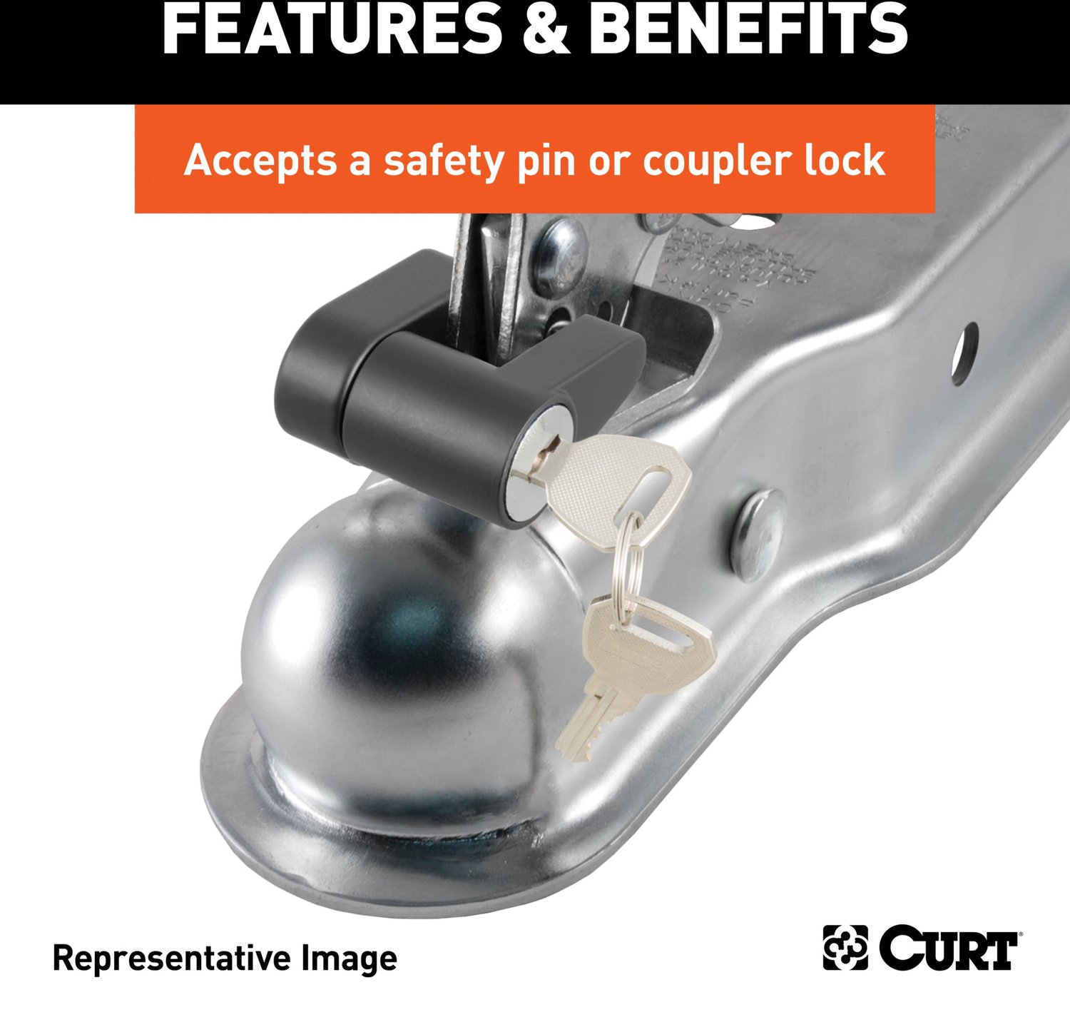 CURT 2 in Straight-Tongue Coupler with Posi-Lock                                                                                 - view number 5