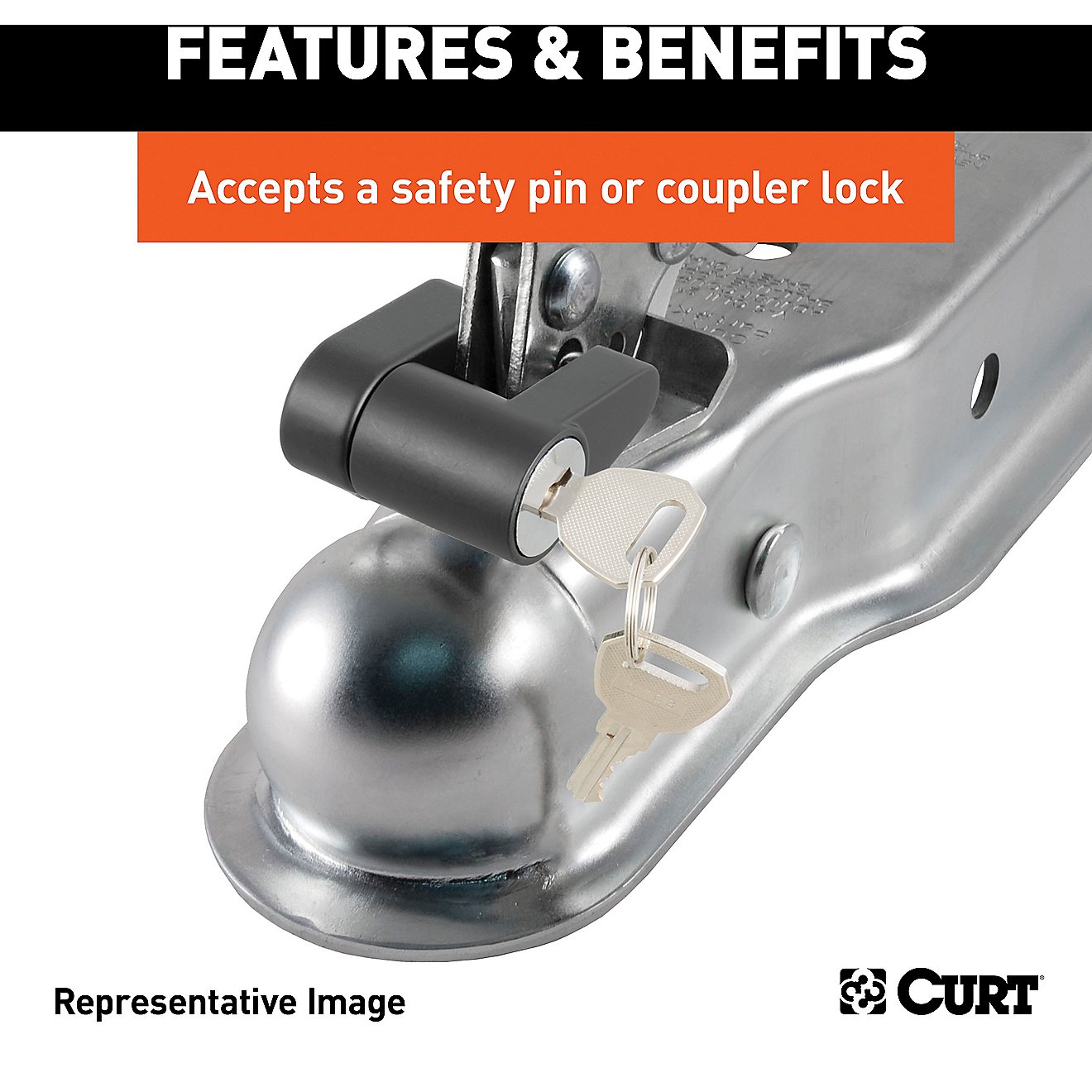 CURT 2 in Straight-Tongue Coupler with Posi-Lock                                                                                 - view number 5