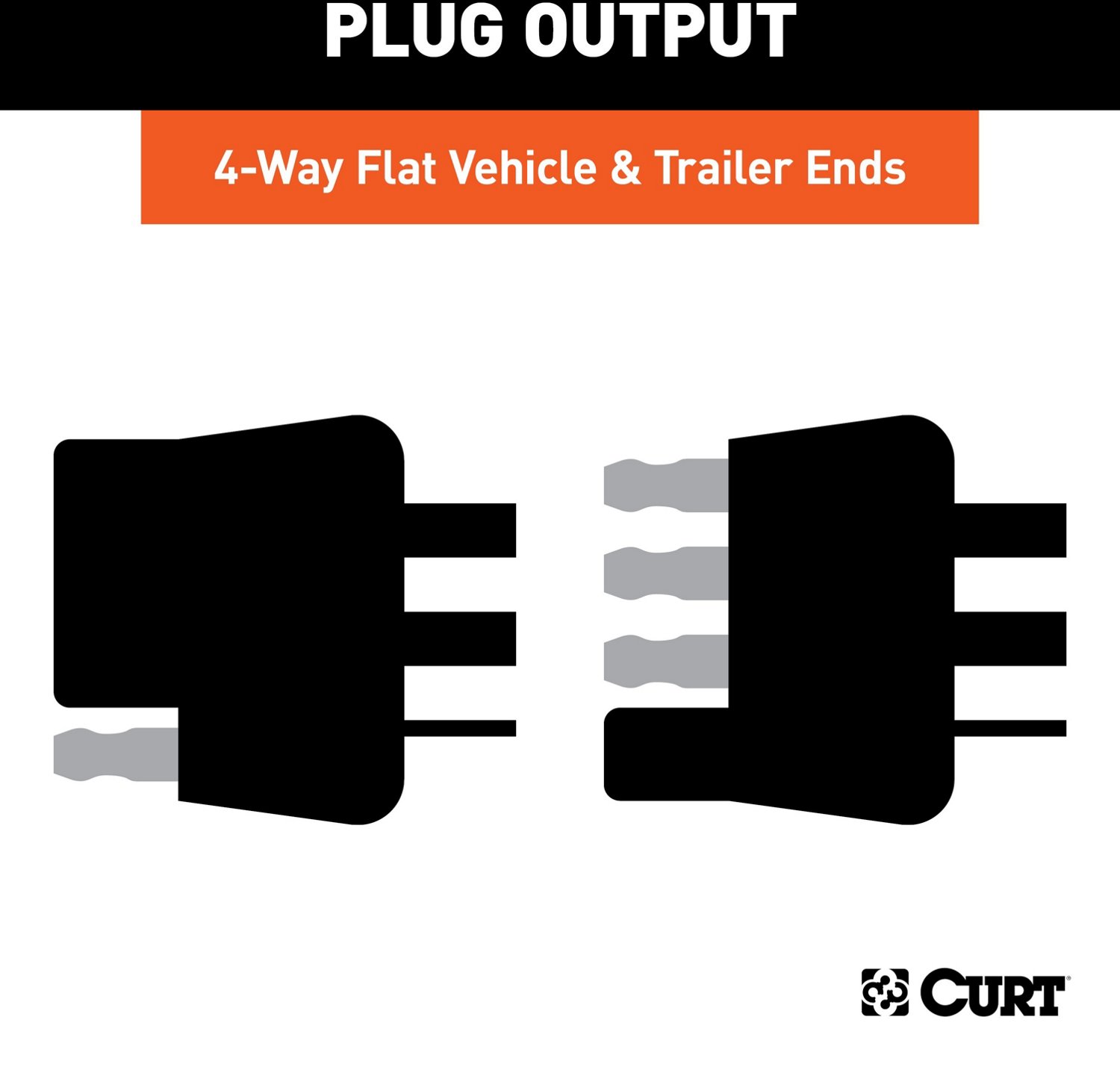 CURT 4-Way Flat Connector Plug and Socket with 12 in Wires - view number 3