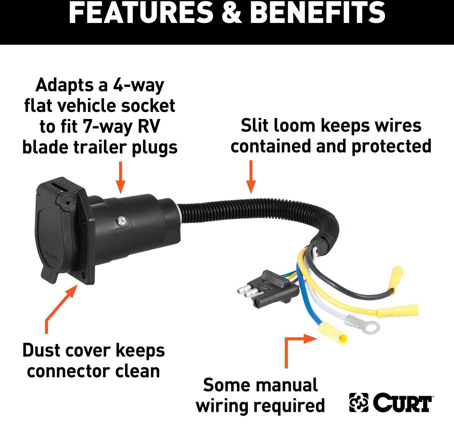CURT Electrical Adapter (4-Way Flat to 7-Way RV Round)                                                                           - view number 3