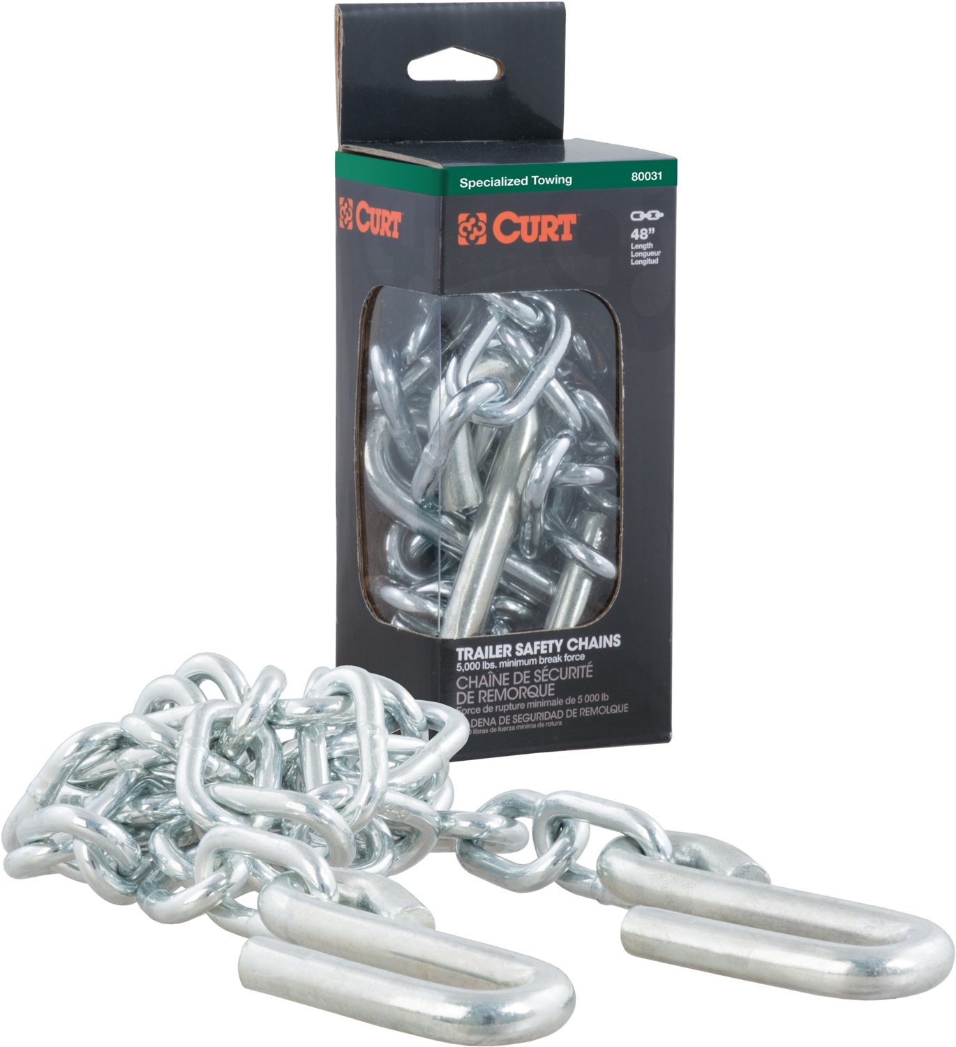 Curt Safety Chain with S-Hooks - 47 Long - 5,000 lbs - Qty 1 CURT