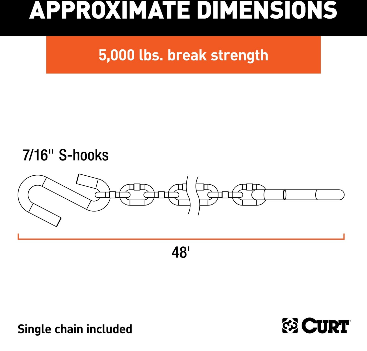 CURT 48 in Safety Chain with 2 S-Hooks                                                                                           - view number 3