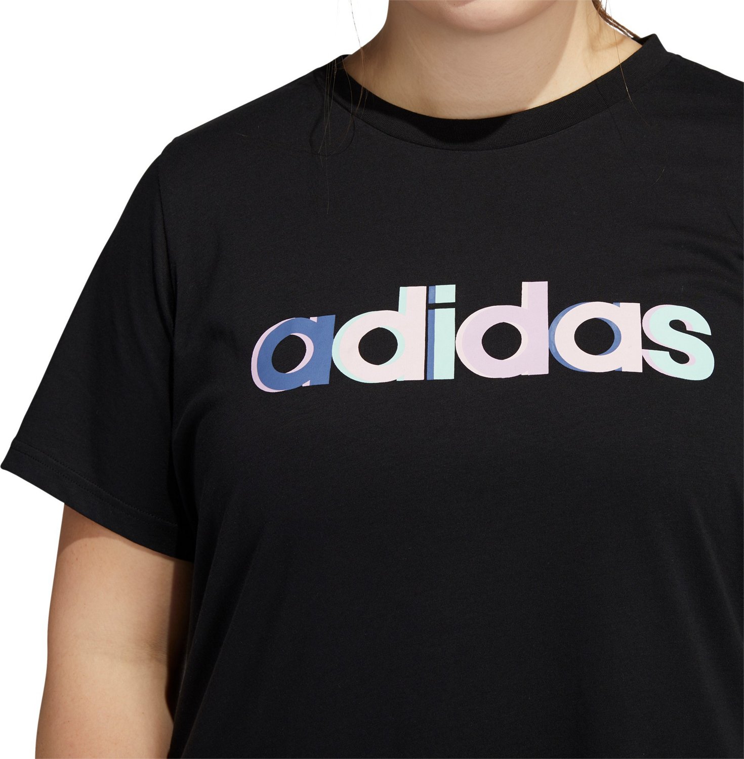 adidas Women's Linear Multicolor Plus Size Graphic T-shirt - view number 5
