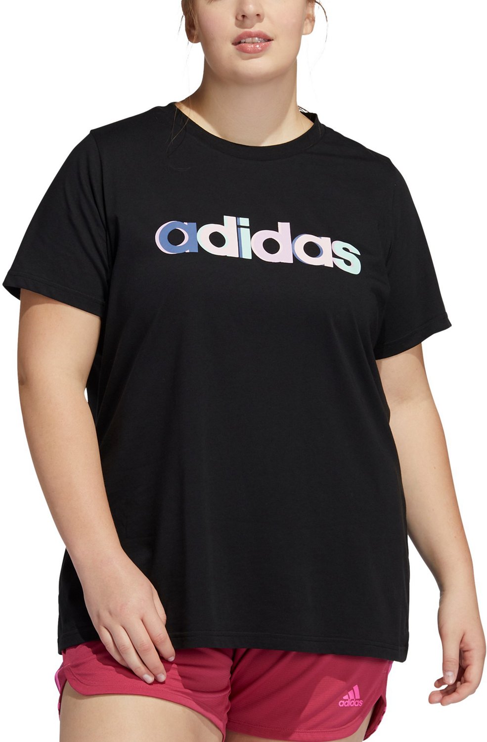 adidas Women's Linear Multicolor Plus Size Graphic T-shirt - view number 2